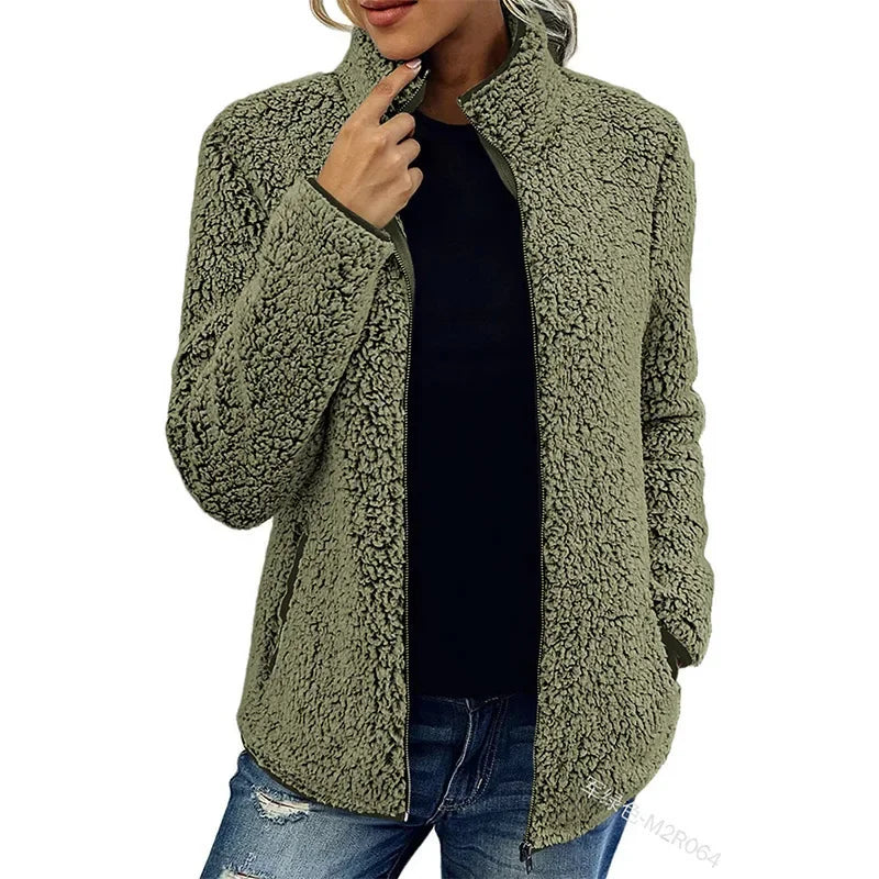 Yuna Veste Femme – Veste en Polaire Douce & Chaude au Style Décontracté et Élégant