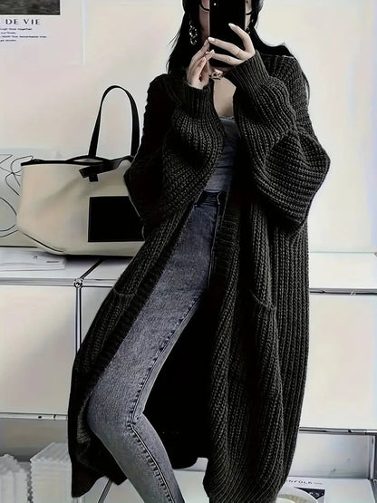 Marina Gilet Femme – Long Gilet Tricoté Doux & Élégant pour Automne avec Coupe Confortable