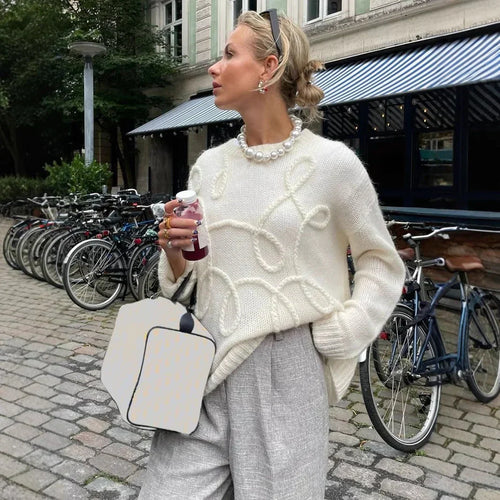 Elodie Pull Femme – Pull Doux & Élégant à Col Rond avec Manches Longues Confortables