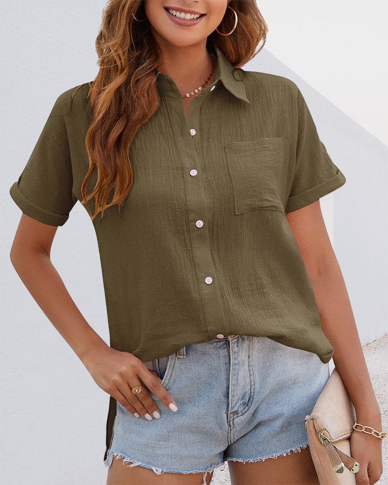 Odette Blouse Femme Chic – Haut Élégant à Manches Courtes et Coupe Moderne