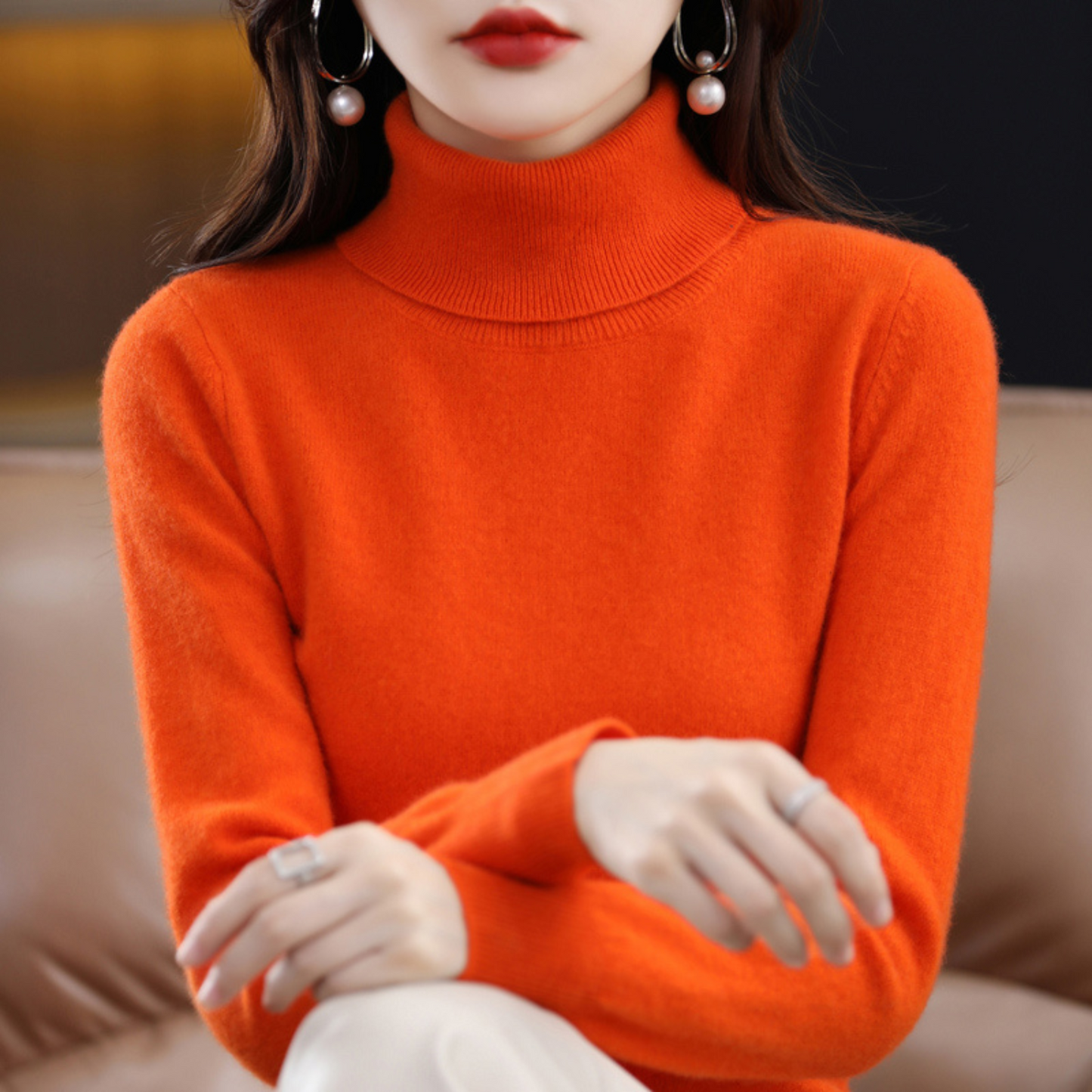 Emmie Women's Cashmere Turtleneck Sweater – Soft Premium Knit Offering Warmth and Light Comfort