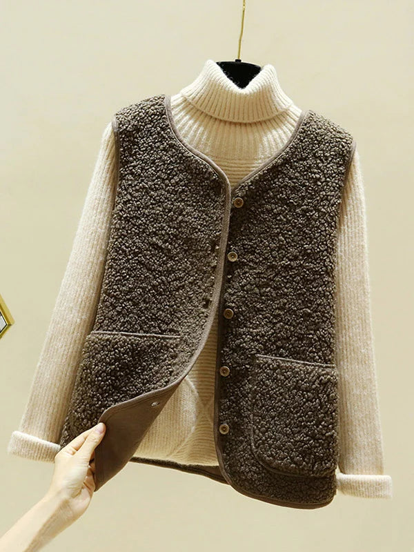 Nora Gilet Sans Manches Femme – Tissu Doux, Fermeture à Boutons & Style Polyvalent
