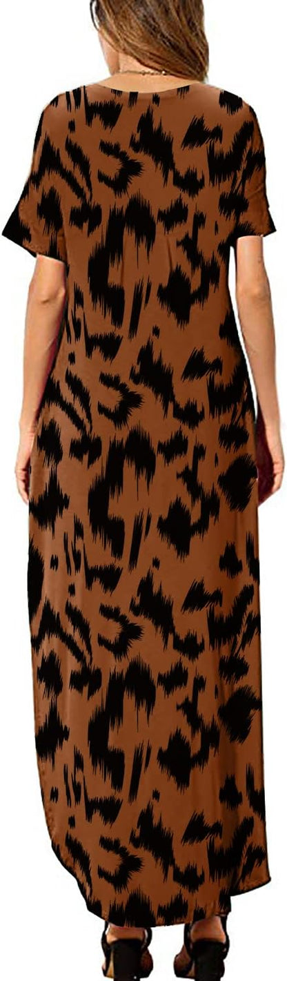 Julie Maxi Dress for Women – Casual Elegant Summer Long V-Neck Split Dress