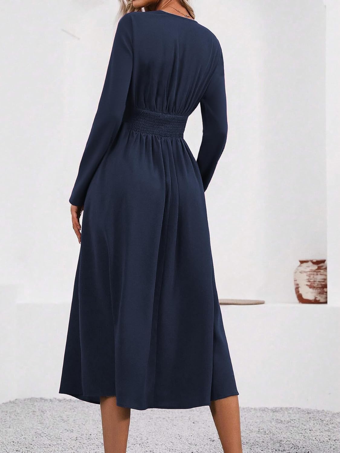 Isabelle Maxi Dress for Women – Elegant Long Sleeve V-Neck Wrap Dress