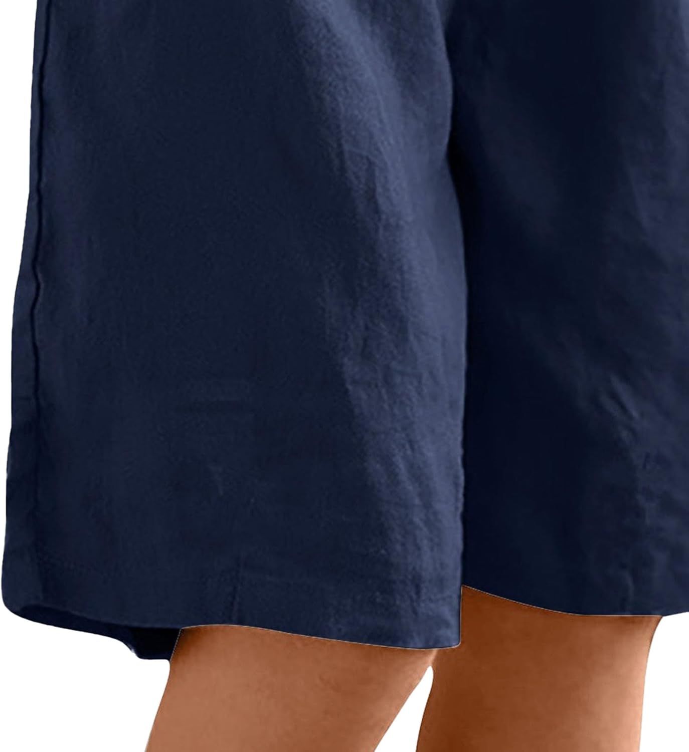 Julia Women's Cotton Bermuda Shorts – Loose Fit, High Elastic Waist, Casual Summer