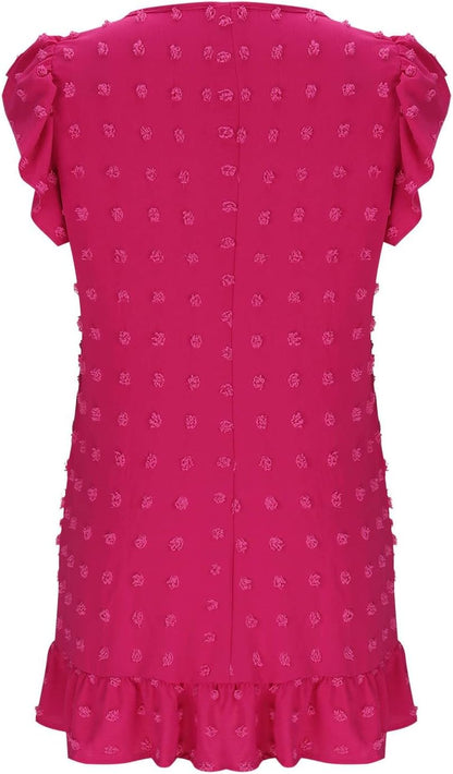 Chloé Women's Dress – Midi Dress with V-Neck, Short Ruffled Sleeves, A-Line Cut for Summer