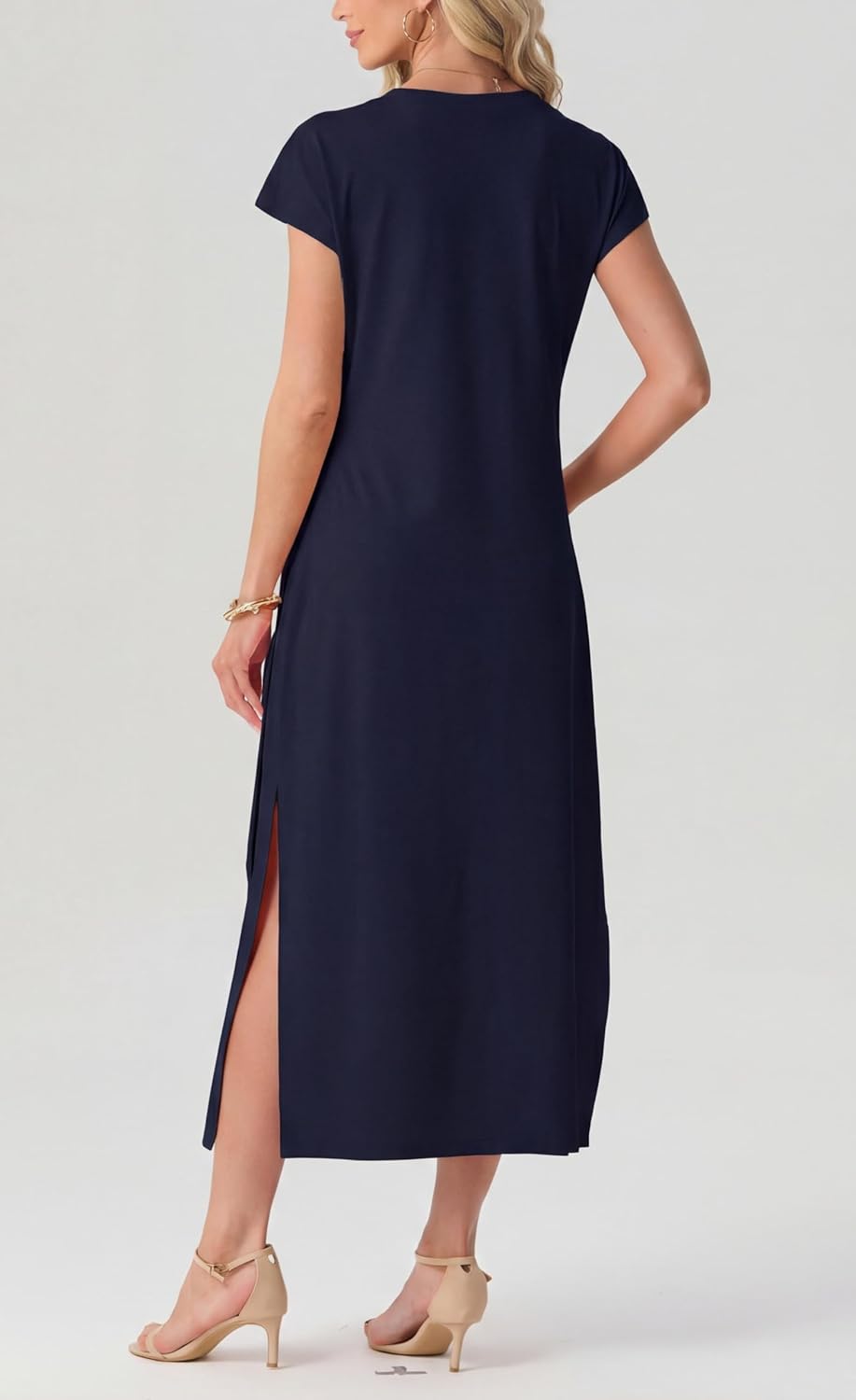 Charlotte Midi Dress for Women – Flowing Dress with Tied Waist and Flared Cut