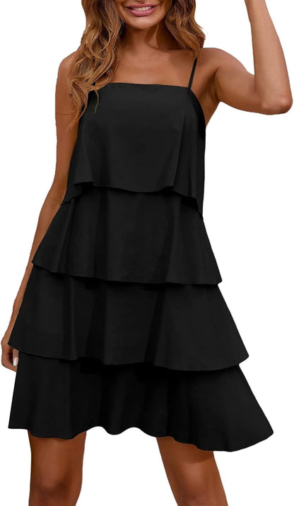 Camille Women's Dress – Maxi Dress with Ruffles, V-Neck, Sleeveless, Pleated Chiffon for Summer