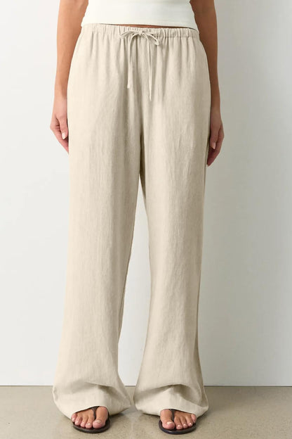 Zyrill Women's Linen Palazzo Pants – Wide Fit, Elastic Waist, Lightweight Summer Chic