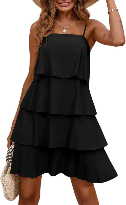 Camille Women's Dress – Maxi Dress with Ruffles, V-Neck, Sleeveless, Pleated Chiffon for Summer