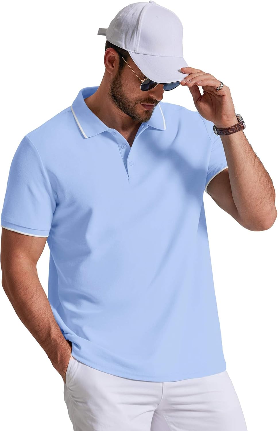 Robert Men's Polo – Lightweight Piqué Cotton Polo, Casual Chic Summer Style