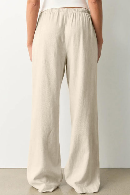 Zyrill Women's Linen Palazzo Pants – Wide Fit, Elastic Waist, Lightweight Summer Chic