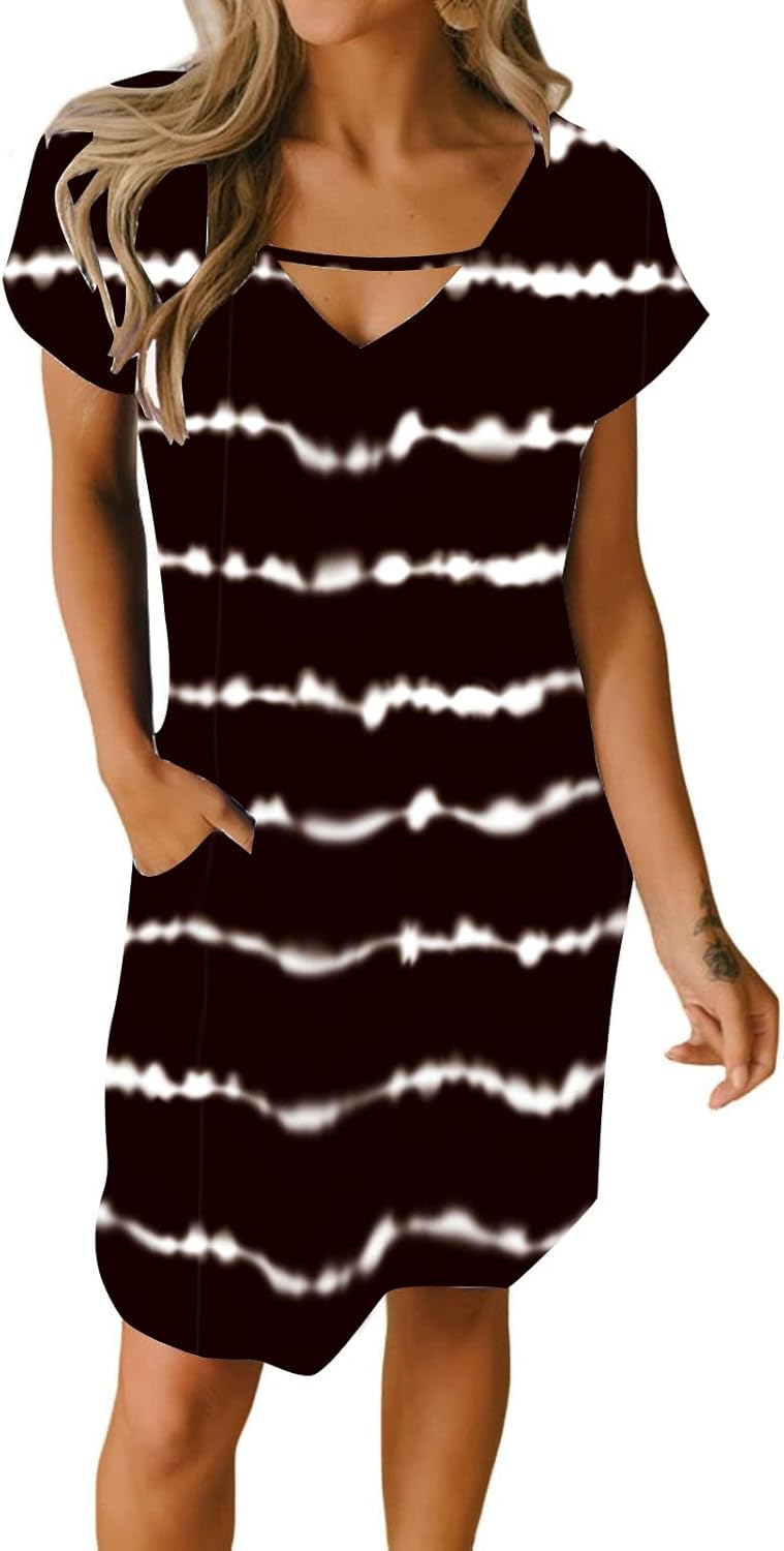 Sophie Summer Dress for Women – V-Neck A-Line Dress with Pockets and Short Sleeves