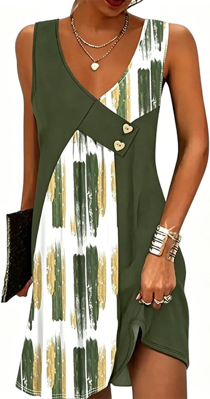Zoe Summer Dress for Women – Short Sleeveless V-Neck Dress with Pockets Casual Chic