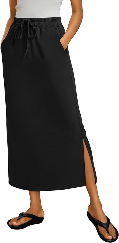 Jessa Jupe Maxi Women – High Waist Skirt, Slit & Pockets Casual Chic