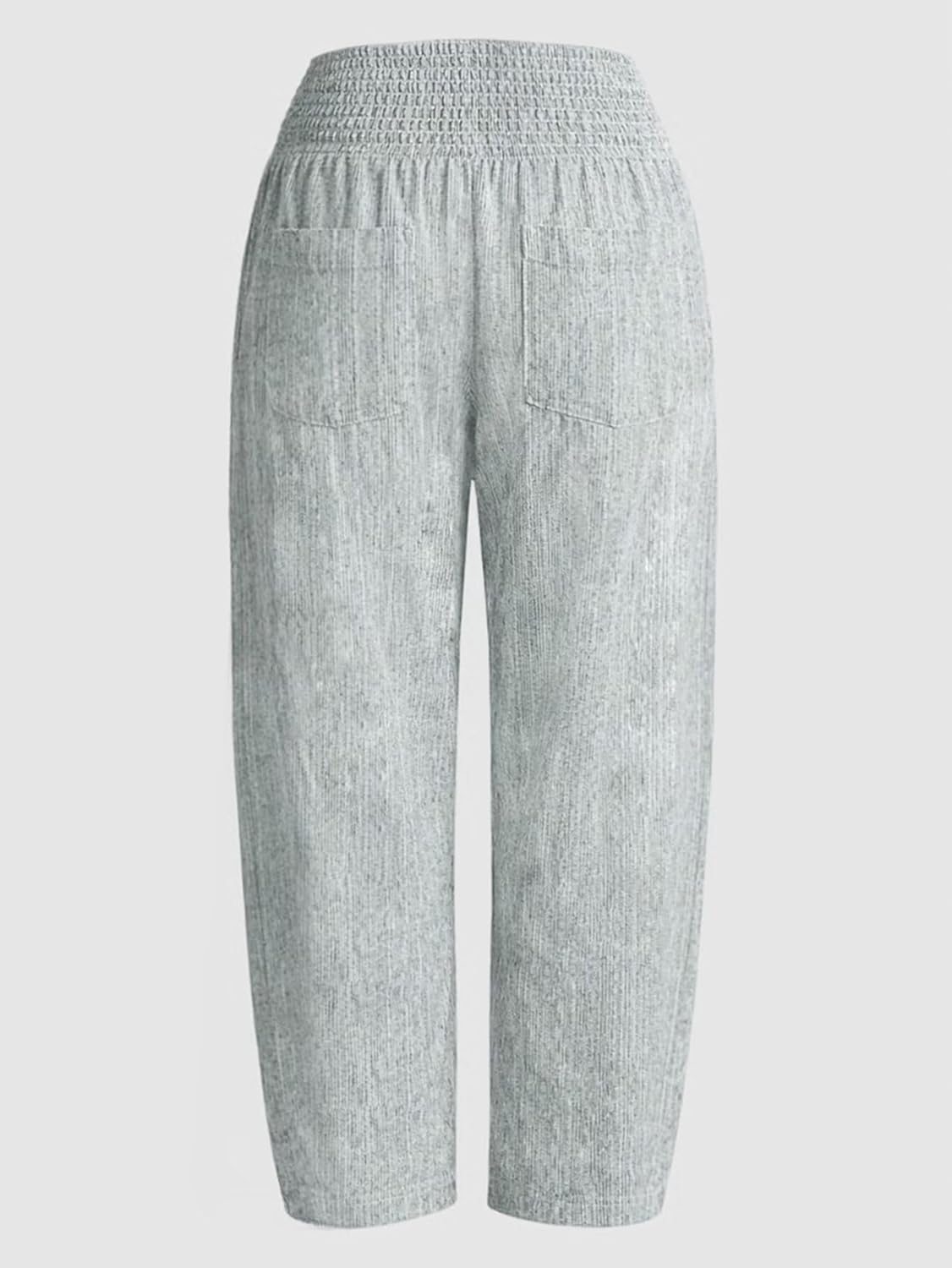 Wella Women's Barrel Pants – Wide Cut, High Smocked Waist, Casual Chic Summer