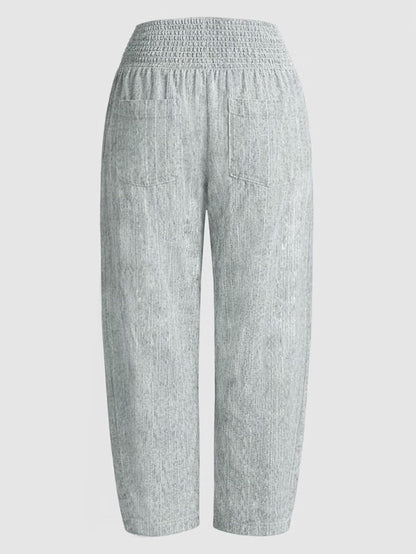 Wella Women's Barrel Pants – Wide Cut, High Smocked Waist, Casual Chic Summer