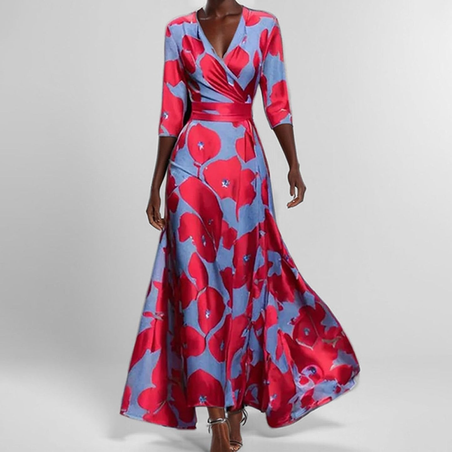 Julie Summer Dress for Women – Fluid A-Line Dress with Short Sleeves and V-Neck