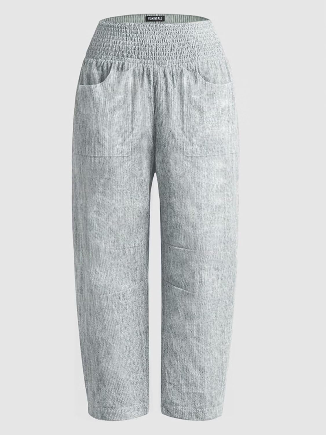 Wella Women's Barrel Pants – Wide Cut, High Smocked Waist, Casual Chic Summer
