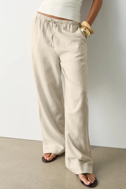 Zyrill Women's Linen Palazzo Pants – Wide Fit, Elastic Waist, Lightweight Summer Chic