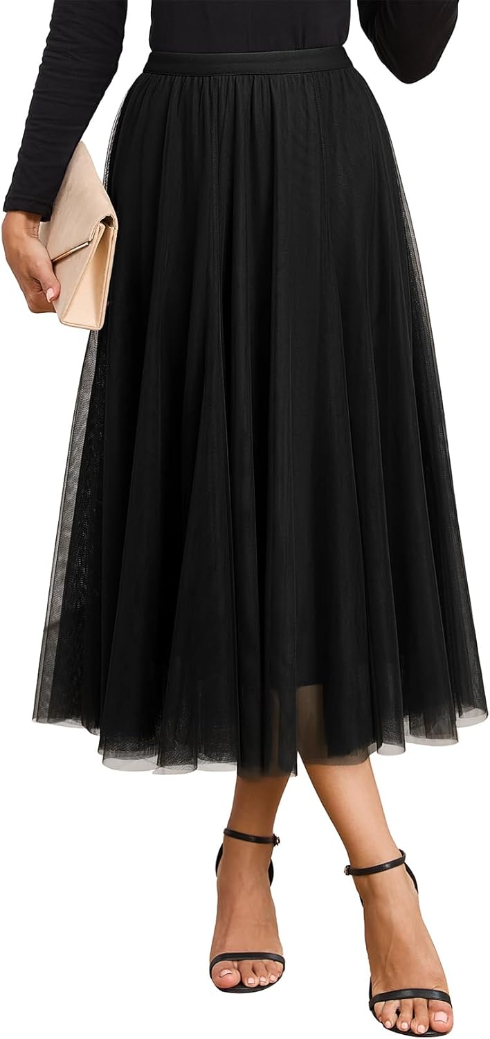Cassy Tulle Skirt for Women – High-Waisted Long Skirt, Flowing & Elegant