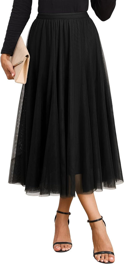 Cassy Tulle Skirt for Women – High-Waisted Long Skirt, Flowing & Elegant