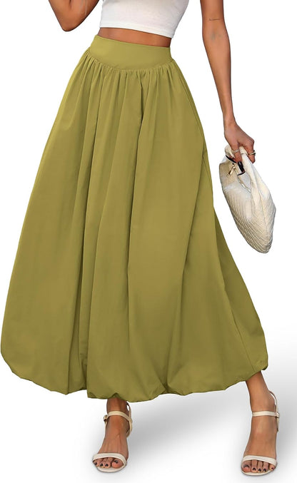 Laya Bubble Skirt for Women – Maxi Skirt with Elastic Waist, Voluminous & Chic