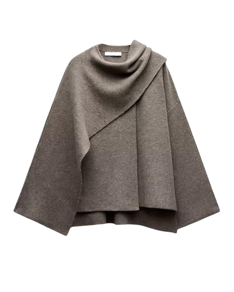 Emma Women's Poncho – Asymmetrical in Wool, Elegant & Ideal for Winter Warmth