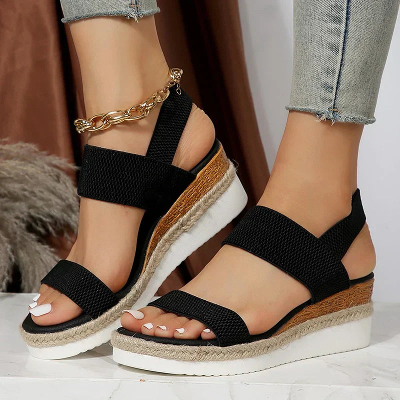 Anna Sandales à Plateau Femme – Brides Élastiques & Sandales d'Été Confortables au Look Stylé