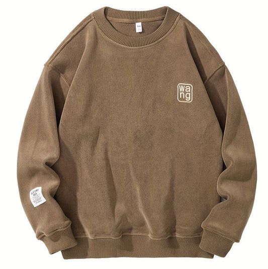 Casual Round Neck Sweater with Embroidered Letters for Men