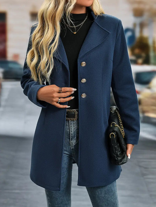 Maisie Long Coat Femme – Élégant Manteau d’Hiver avec Coupe Structurée & Col Classique