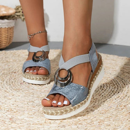 Willow Sandales Compensées Femme – Sandales d'Été Glamour avec Talons Confortables et Look Riviera