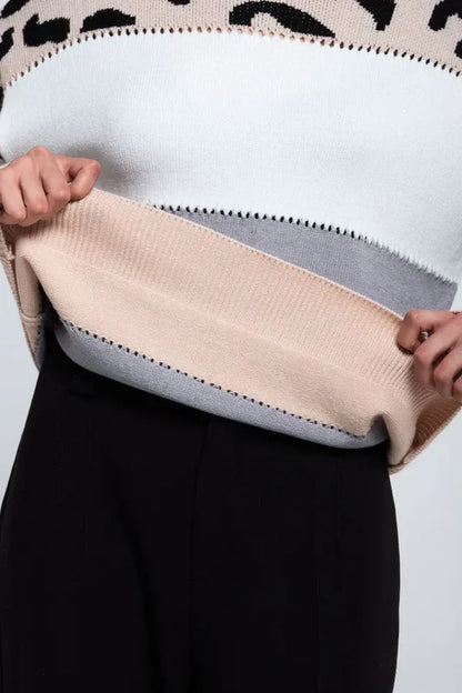 Alianna Pull Femme – Polaire Léopard Chic Doux & Confortable pour Style Décontracté