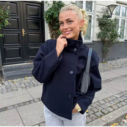 Elise Manteau Court Femme – Élégant, Confortable et Polyvalent à Double Boutonnage