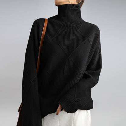 Luciana Pull Femme – Col Roulé Élégant en Cachemire Doux & Chic Intemporel