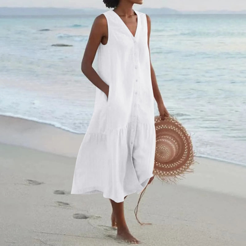 Summer Dress for Women Lena – Elegant V-Neck Dress with Airy Cut & Timeless Design