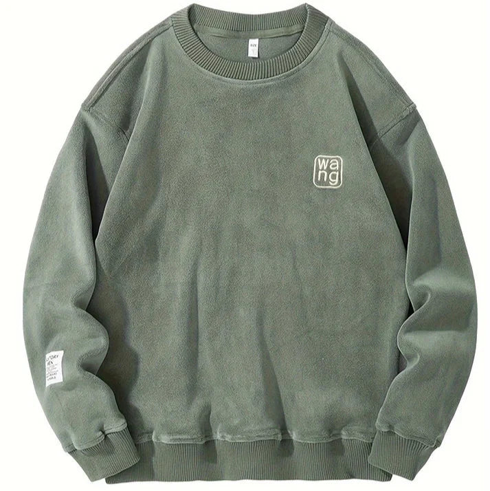 Casual Round Neck Sweater with Embroidered Letters for Men