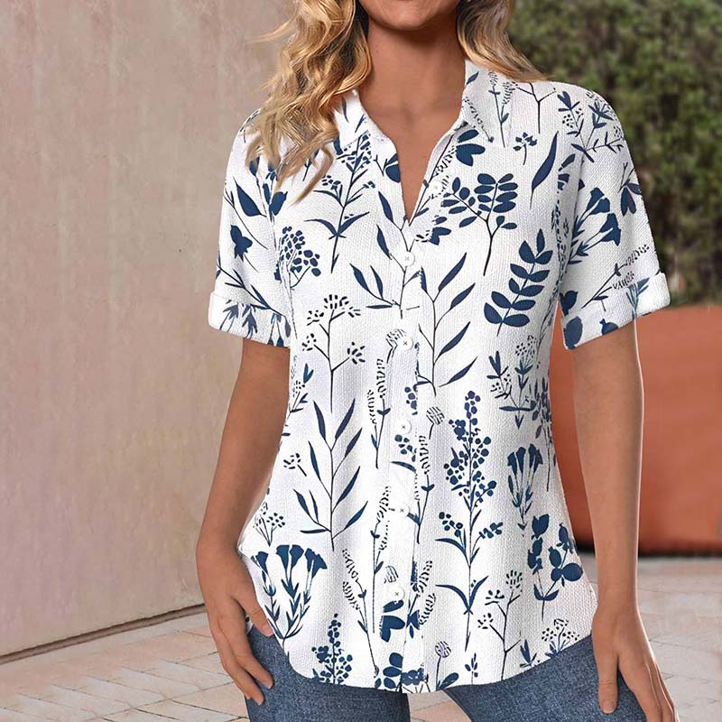 Heidi Blouse for Women Summer – Lightweight Short Sleeve Top with Elegant Floral Print