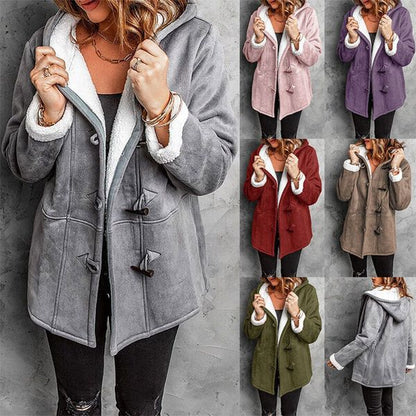Kiara Manteau Femme en Daim – Élégant Manteau à Capuche Chaud et Confortable pour l’Hiver