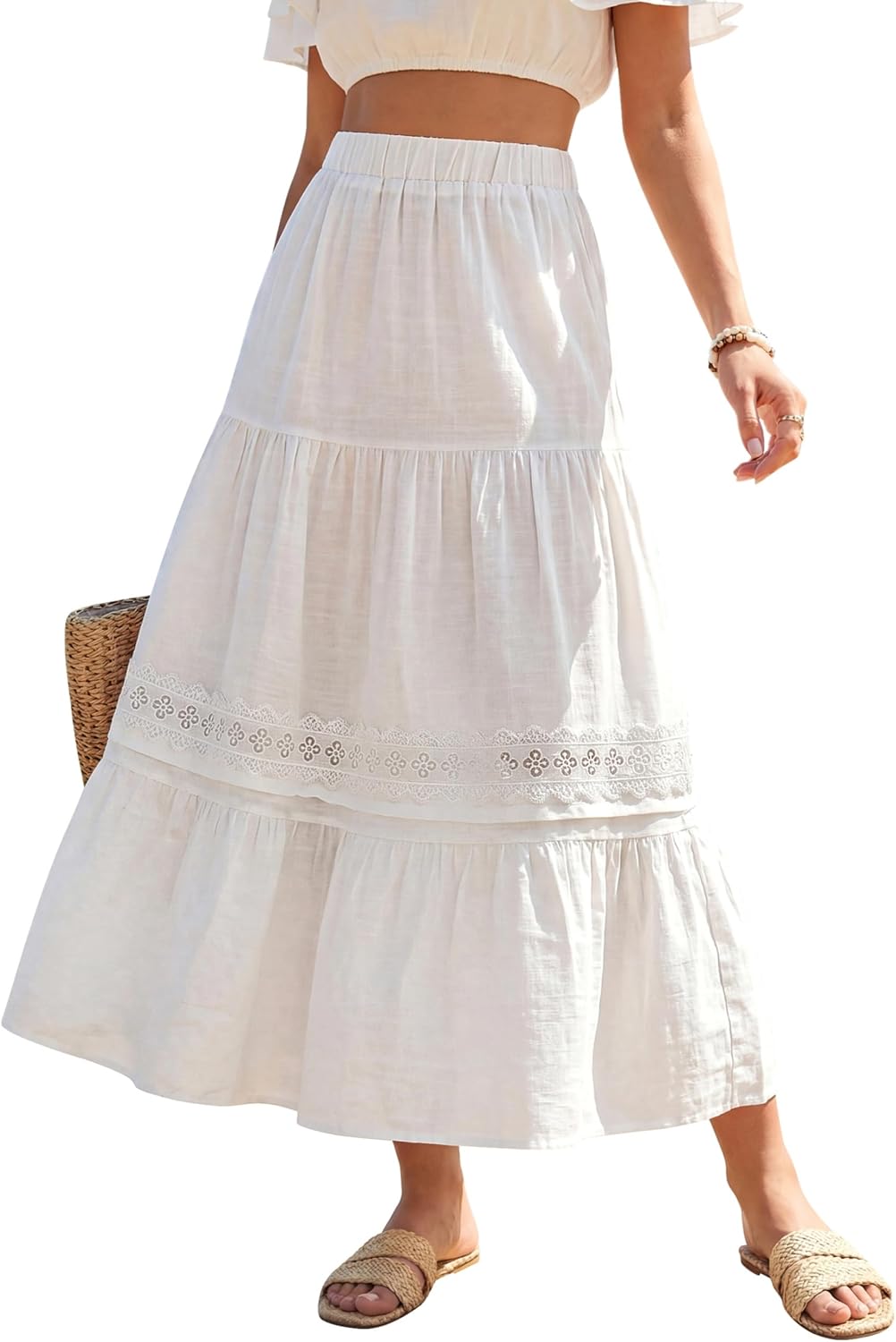 Jelly Maxi Skirt for Women – High-Waisted, Fluid & Lace Bohemian Summer Skirt