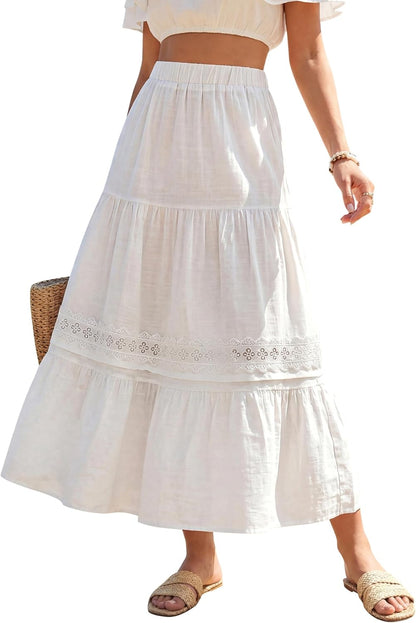 Jelly Maxi Skirt for Women – High-Waisted, Fluid & Lace Bohemian Summer Skirt