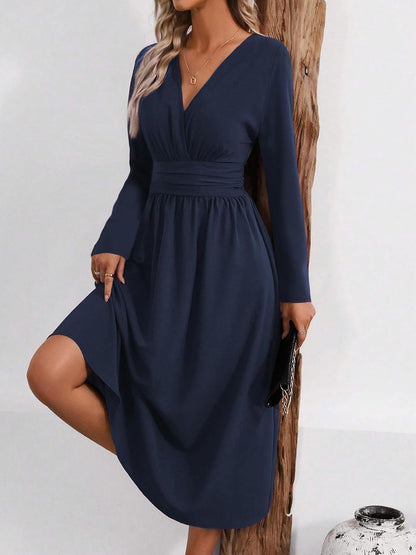 Isabelle Maxi Dress for Women – Elegant Long Sleeve V-Neck Wrap Dress