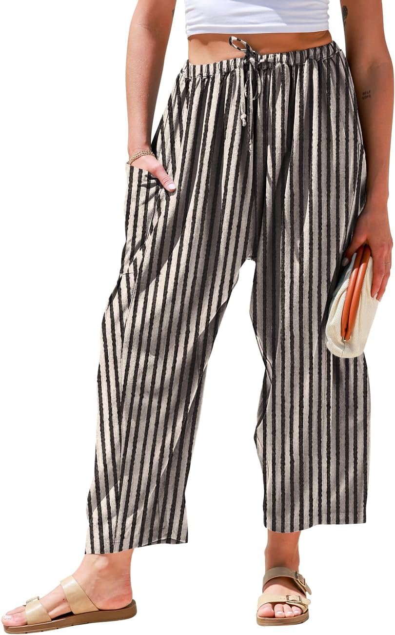 Aliyah Women's Pants – Large Oversized Palazzo with Drawstring & Pockets