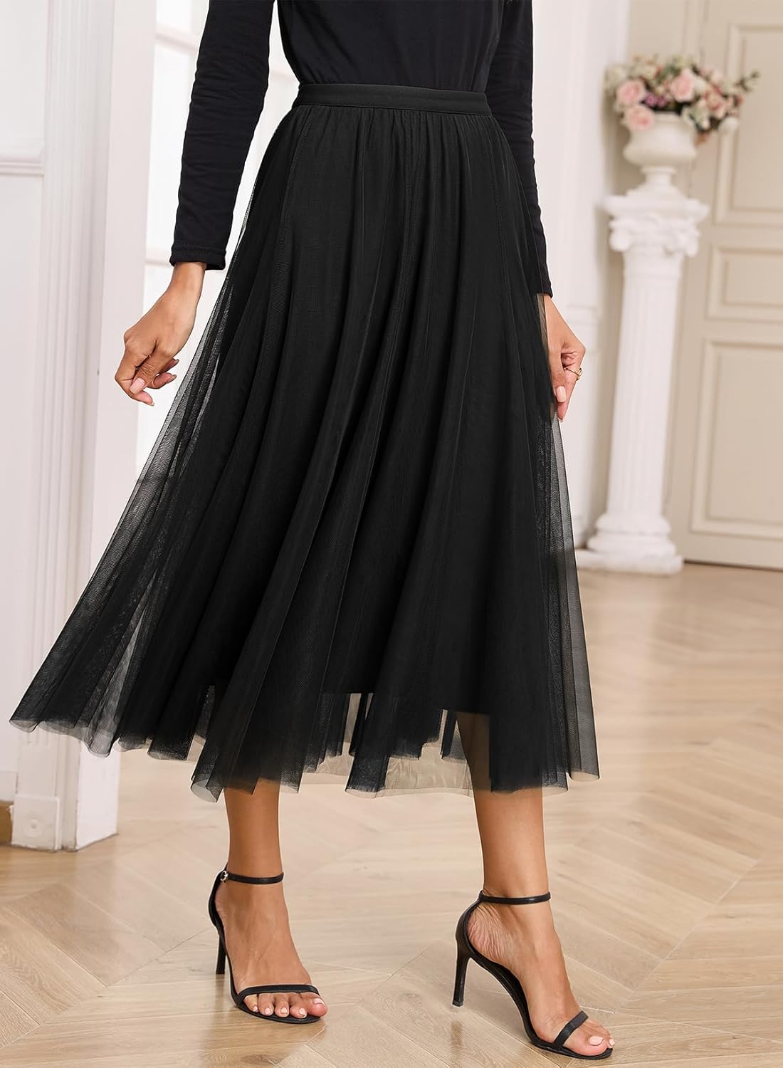 Cassy Tulle Skirt for Women – High-Waisted Long Skirt, Flowing & Elegant