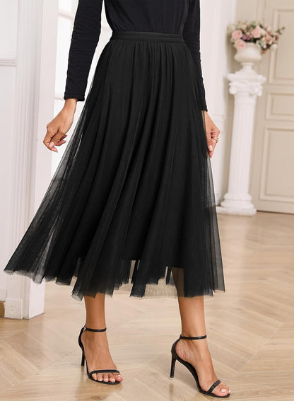 Cassy Tulle Skirt for Women – High-Waisted Long Skirt, Flowing & Elegant