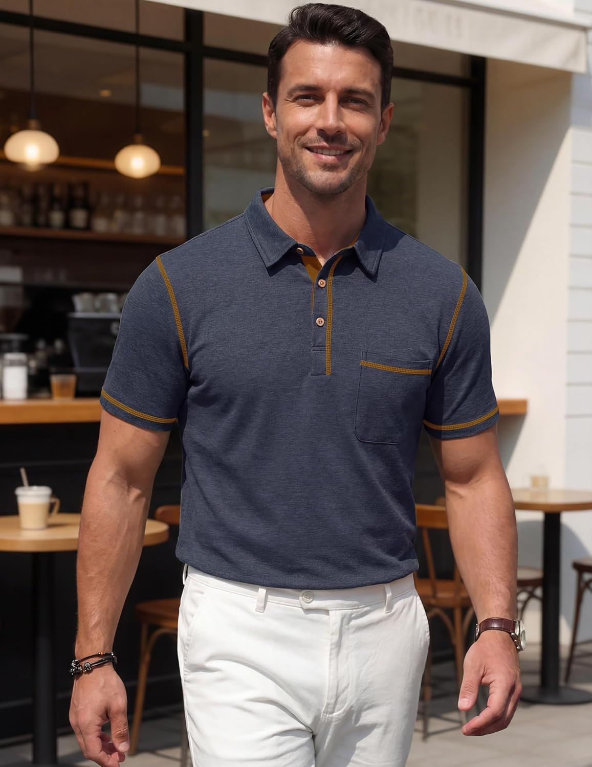 Vianney Men's Polo – Lightweight Cotton Polo, Pocket & Casual Chic Style for Summer
