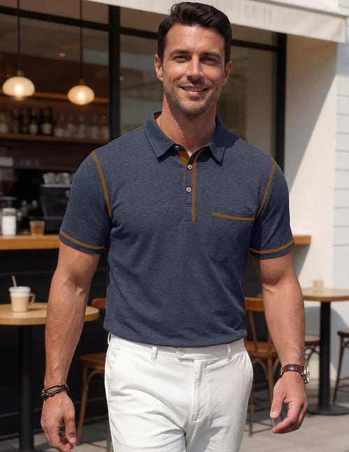 Vianney Men's Polo – Lightweight Cotton Polo, Pocket & Casual Chic Style for Summer