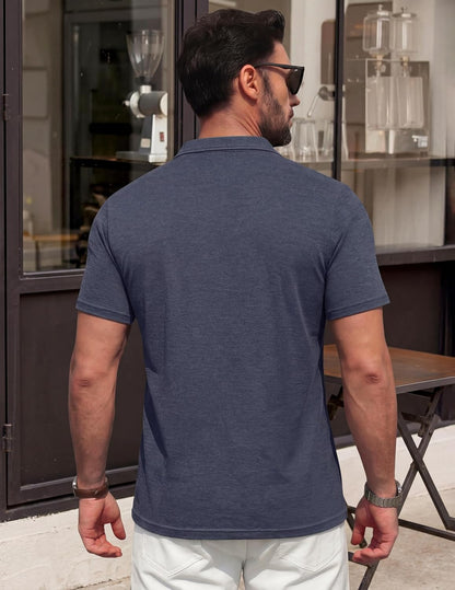 Renato Polo Men – Lightweight Cotton Polo, Contrast Collar & Casual Chic Pocket