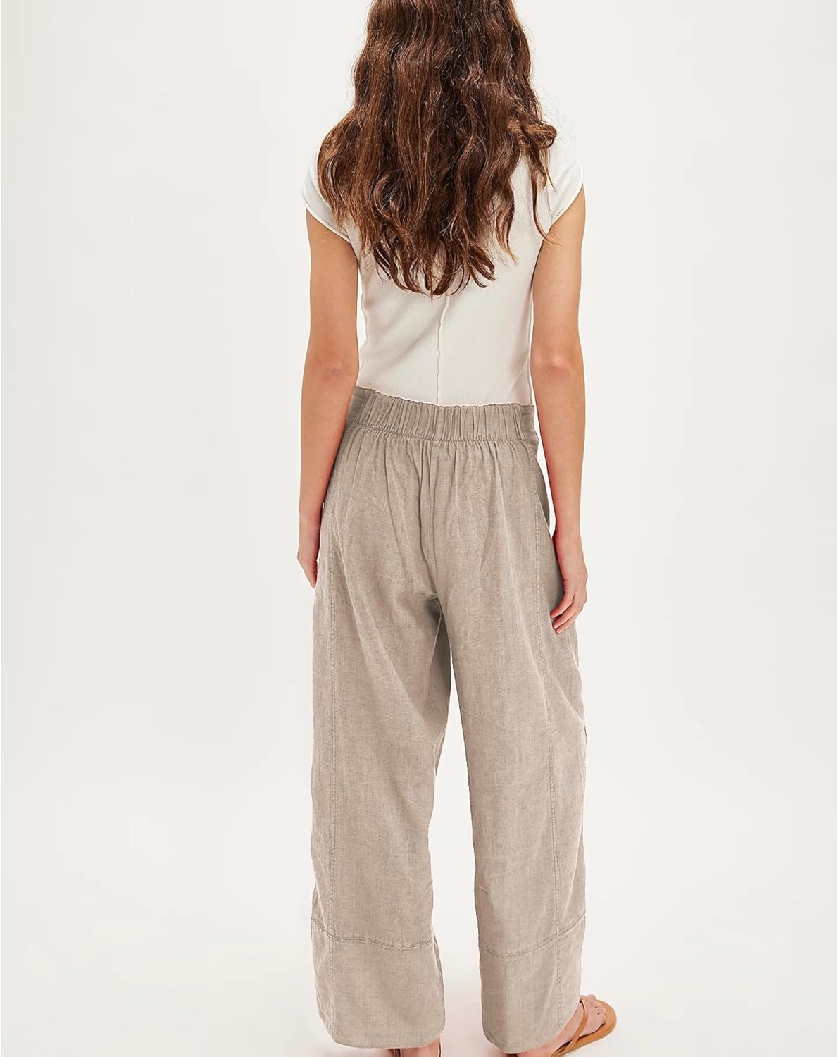 Milan Women's Pants – Wide Leg Linen Palazzo Pants with Elastic Waist & Pockets