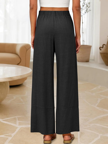 Jessica Women's Pants – Large Elastic Waist Palazzo with Pockets Bohemian